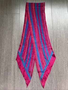 Echo Bright Pink Scarf with Teal & Lavender Geometric Trim